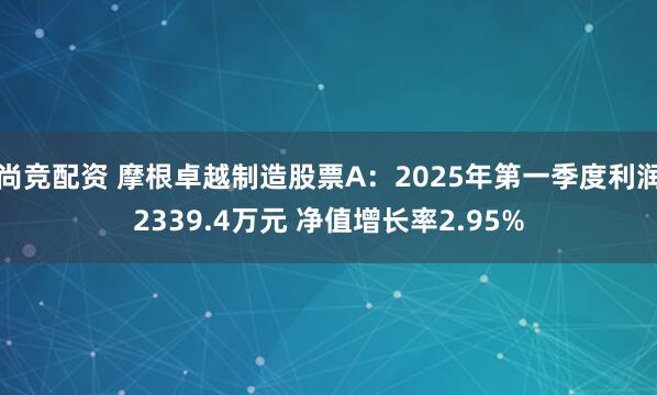 尚竞配资 摩根卓越制造股票A：2025年第一季度利润2339.4万元 净值增长率2.95%